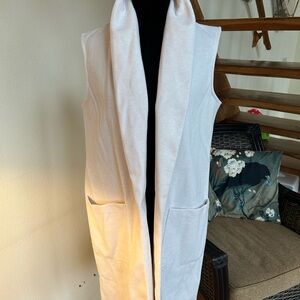 Joie Cream Long Sleeveless Duster Vest